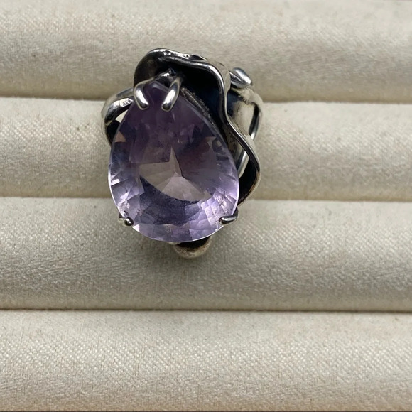 Sterling Silver Large Purple Sapphire Stone Statement Ring - Picture 15 of 17